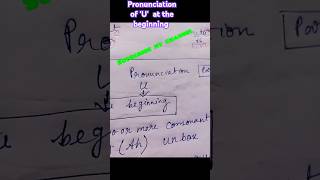 Pronunciation of U at the beginning pronunciationenglish englishlanguage education [upl. by Nauqed]