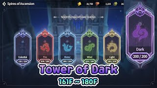 SoA  Climbing the Tower of Dark 161F  180F Summoners War Chronicles [upl. by Colb]