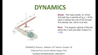 DYNAMICS Example 1944 Principle of angular momentum collision [upl. by Raines429]