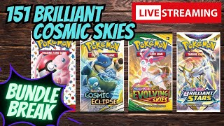 Live Pokemon TCG Bundle Break Cosmic Eclipse Evolving Skies 151 and Brilliant Stars Packs [upl. by Freedman527]