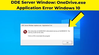 DDE Server Window OneDriveexe Application Error Windows 10  2024 [upl. by Raynold]