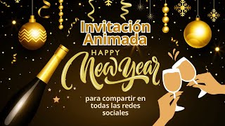 Tarjeta Animada Año Nuevo 🎉 Invitaciones Happy New Year Digital Virtual y Gratis [upl. by Kumler]