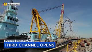 3rd temporary channel opens for vessels to Baltimore port after bridge collapse [upl. by Ahterod]