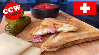 Croque Monsieur Raclette cheese and bacon recipe  Crock raclette [upl. by Yaluz680]