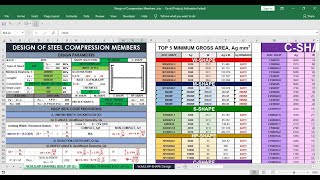 Excel Design of Steel Compression Members PART 3of4 BuiltUp part2 [upl. by Stanislaw661]