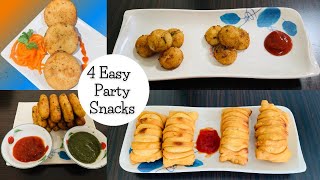 4 Easy Party Snacks Recipes at home [upl. by Karim]