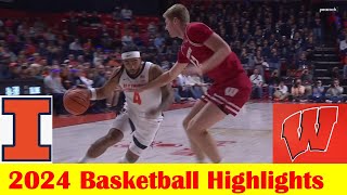 20 Wisconsin vs Illinois Basketball Game Highlights 12 10 2024 [upl. by Yeslaehc]