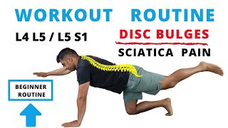 Workout routine for L4 L5  L5 S1 Disc bulges and Sciatica Pain Beginner [upl. by Naellij]