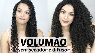 VOLUME NO CABELO CACHEADO SEM O USO DO SECADOR E DIFUSOR [upl. by Marcy]