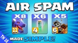 TH 16 Dragon Dragon RiderInvincible Spell Strategy  Best Air Attack Strategy TH 16 [upl. by Macguiness]