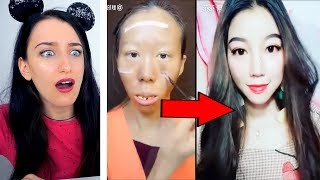 TRASFORMAZIONI CON IL TRUCCO SCIOCCANTI ASIAN MAKEUP TRANSFORMATION [upl. by Aissatan617]