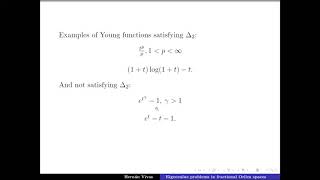 Eigenvalue problems in fractional Orlicz spaces with no doubling condition  H Vivas  VMPDEs20 [upl. by Anaiv]