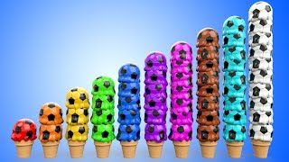 Ice Cream Scoops Soccer Balls to Learn Colors and Numbers for Kids  3D Toddler Learning Videos [upl. by Hanafee]