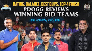 PDogg reviews WinningBid teams  PBKS GT amp DC Rated on 100  Best Buys amp Top 4 Chances  R Ashwin [upl. by Ahsoym]