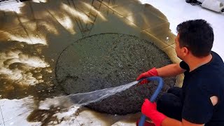 Difficult cleaning process of round dirty carpet [upl. by Amhsirak298]