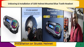 Unboxing amp Installation of Q08 Helmet Mounted Blue Tooth Speakers amp Communication Device [upl. by Laddy229]