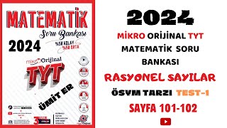 MİKRO TYT SORU BANKASI  RASYONEL SAYILAR  Syf 101102umiter55 yks2024 [upl. by Ilatfan]