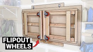 Building my 150 foldable wall mounted workbench table on wheels  Downloadable DIY plans [upl. by Eidderf]