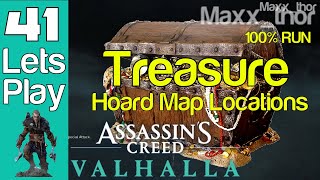 41  Lets Play  Assassins Creed Valhalla  Treasure Hoarding Map Locations  100 Completion Run [upl. by Yarak]