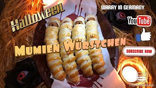 Mumien Würstchen Rezept  Mummy Hotdogs Rolls  Halloween Rezept  Wurst MumienPuff Pastry Sausag [upl. by Yraek185]