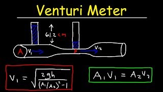 Venturi Meter Problems Bernollis Principle Equation of Continuity  Fluid Dynamics [upl. by Keyser]