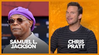 Chris Pratt Has Never Met His Garfield CoStar Samuel L Jackson [upl. by Ailes]