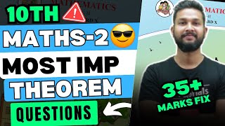 10TH MATHS 2 MOST IMPORTANT THEOREM FOR BOARD EXAM 2024  JR TUTORIALS [upl. by Tekcirk227]