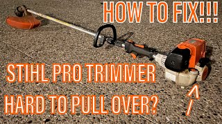 Stihl Pro trimmer REALLY hard to pull when starting howto fix Stihl 4mix valve adjustment [upl. by Orlene867]