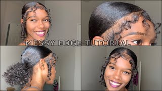 HOW TO LAY EDGES  MESSYFLUFFY EDGES LOW BUN  NATURAL HAIR [upl. by Omsoc219]