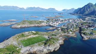 Henningsvær i Lofoten med drone [upl. by Alemak]