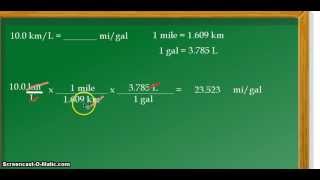 Unit conversion kilometers per liter kmL to miles per gallon mpg [upl. by Eneg]