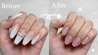 【self nail】チップで長さ出しした爪のオフのやり方💅🏻팁연장 제거방법셀프네일 [upl. by Just]