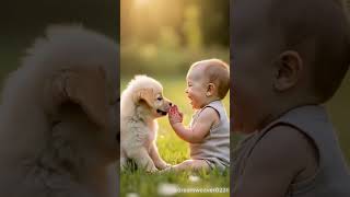 Cute baby boy with puppy ❤️cute boy puppy shortsfeed shorts viralvideo trending ytshorts [upl. by Aicnatsnoc348]