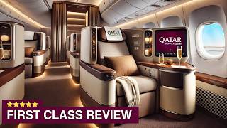 Qatar Airways First Class Flight A380 Full Tour Review [upl. by Alleuqahs]