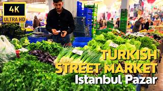 Istanbul Turkish Street Market 4K Walk in Kadikoy Sali Pazari 2024  Local Cheap Market Vibes [upl. by Amlev]