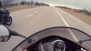 Yamaha R6 vs Daytona 675 vs Kawasaki ZX6R 636 Race [upl. by Halludba887]