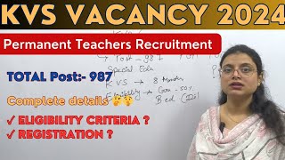 KVS PERMANENT TEACHER RECRUITMENT 2024  KVS teacher recruitment notification  KVS TEACHERS VACANCY [upl. by Tavey]