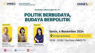 🔴  LIVE  Sarasehan Selasa Legen ke111  quotPolitik Berbudaya Budaya Berpolitikquot [upl. by Swaine]