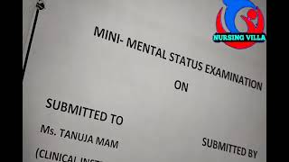 Mini mental status examination MMSE assignment mentalhealthnursing [upl. by Crescantia694]