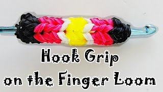 EASY Rainbow Loom Hook Grip How to make with the new Finger Loom using Loom Bands [upl. by Litt]