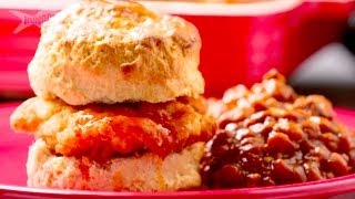 Fried Chicken and Biscuits with Baked Beans  Casserole Queens [upl. by Ynahpets486]