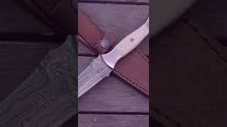 Prowler Damascus Hunting Fixed Blade Knife with G10 Handle amp Leather Sheath [upl. by Gavin]