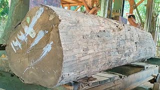 sawing teak wood trunks full of old and smooth fibers from 8×15 super blocks [upl. by Aiyn386]