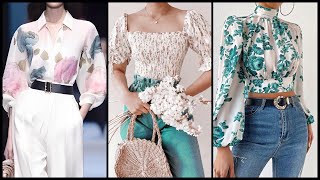 BLUSAS ESTAMPADAS CON ESTILO DE PRIMAVERA  Trending blouses designs [upl. by Econah384]