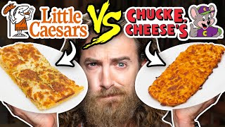 Little Caesars vs Chuck E Cheese Taste Test  Food Feuds [upl. by Nnael]