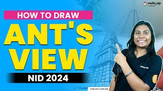 How to Draw Ants View Two Point Perspective  Step by Step Guide  NID 2024 Exam Preparation [upl. by Reinald]