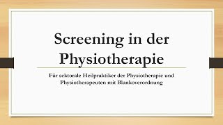 Screening in der Physiotherapie [upl. by Thomajan423]