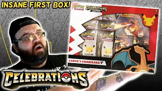 INSANE EARLY OPENING Early Pokemon Celebrations Lances Charizard V Box Opening  Pokemon TCG [upl. by Fawne807]