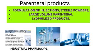 formulation of injections  sterile powder larger volume parenteral  lyophilized products [upl. by Chabot252]