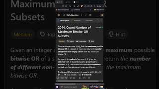2044 Count Number of Maximum BitwiseOR Subsets  Editorial  Leetcode  dailychallenge coding [upl. by Lleumas984]